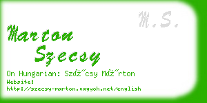 marton szecsy business card